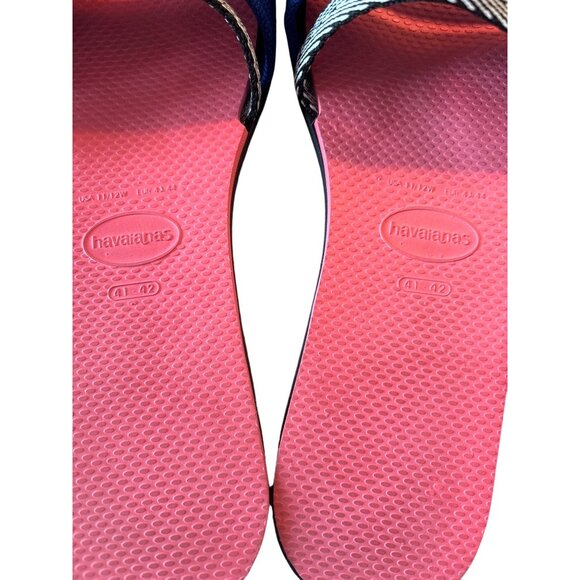 Havaianas You Trancoso Sandals Slides Flip Flops Size‎ 41-42 Navy White 9/10 - Picture 7 of 8
